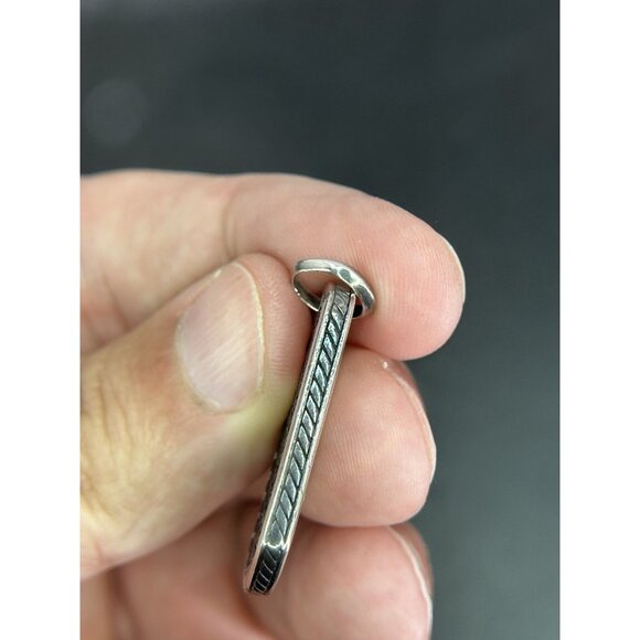 David Yurman Sterling Silver Black Diamonds Tag 31mm Chain 25” - Picture 12 of 16